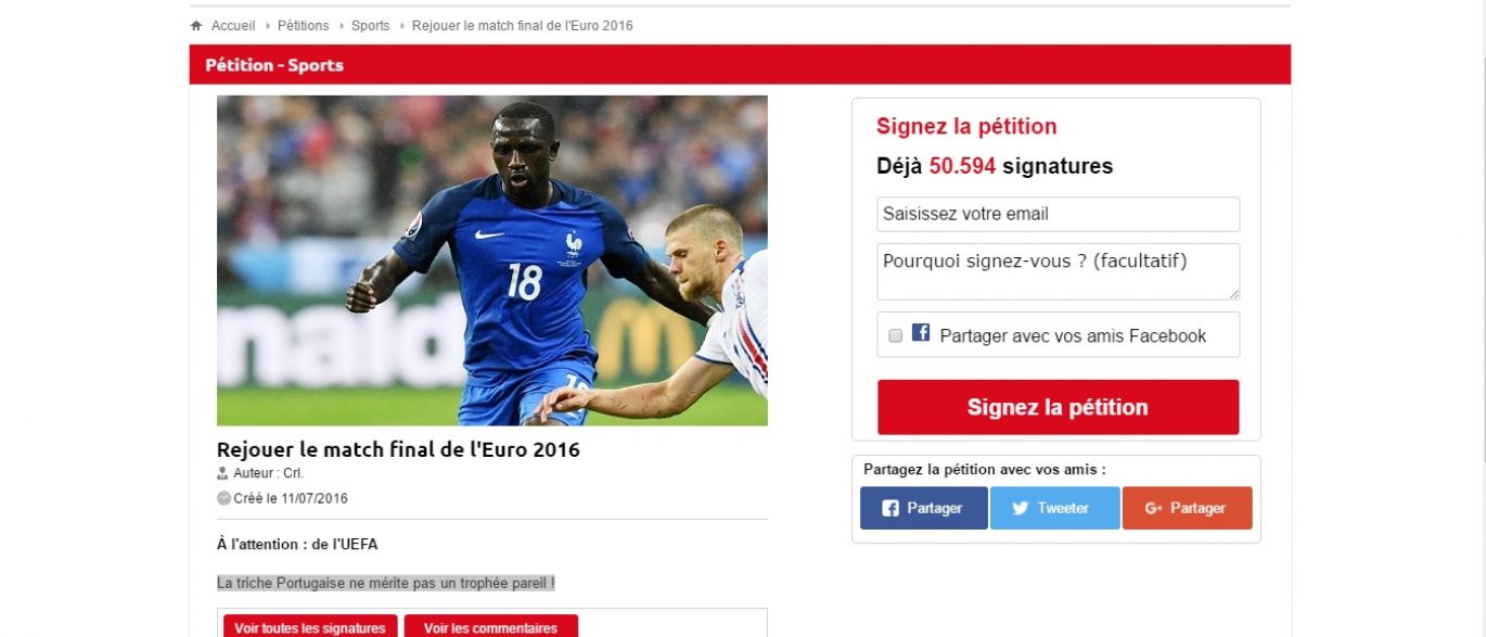 Em França já existe petições online para a repetição do Euro 2016