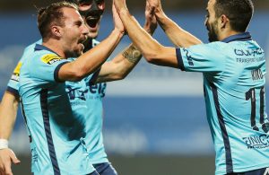 Vizela a comemorar vitória no dia do 83º aniversário